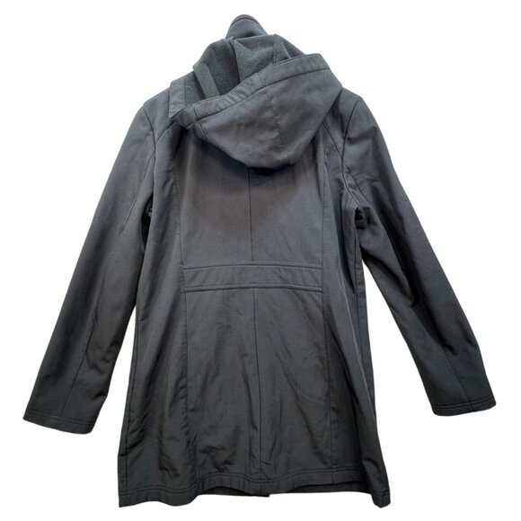 St. Johns Bay Womens Hooded Coat Button & Zipper Closure Medium Black Polyester - Picture 10 of 13